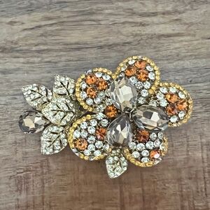 Vintage Costume Jewelry Floral Crystal Brooch